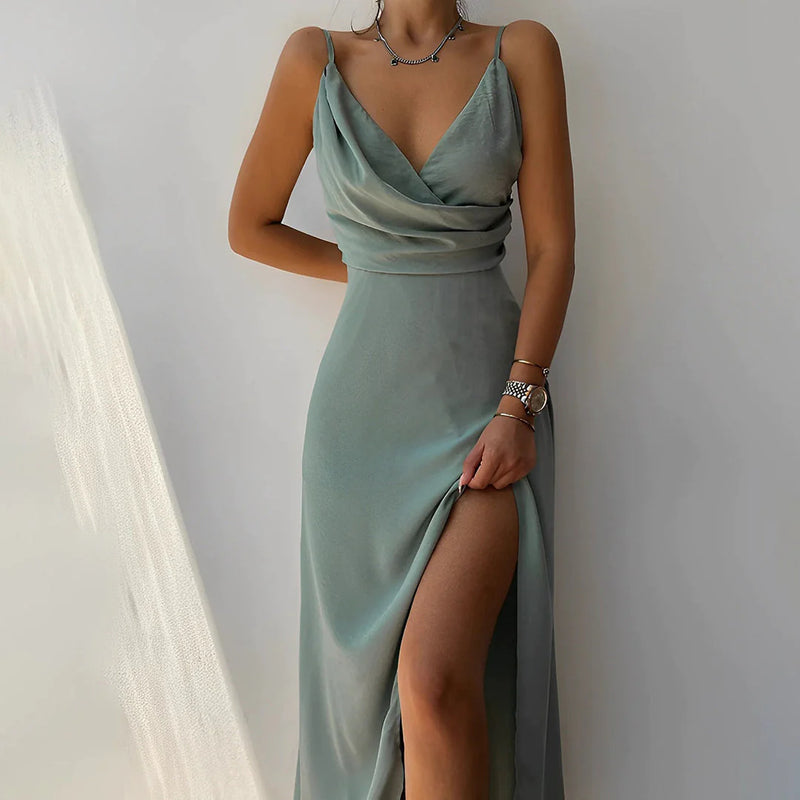 Avenly - Sexy V Ausschnitt Schlitzkleid