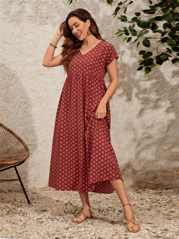 Phyrine - Übergroßes, lockeres Vintage Kleid