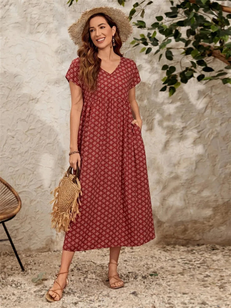 Phyrine - Übergroßes, lockeres Vintage Kleid