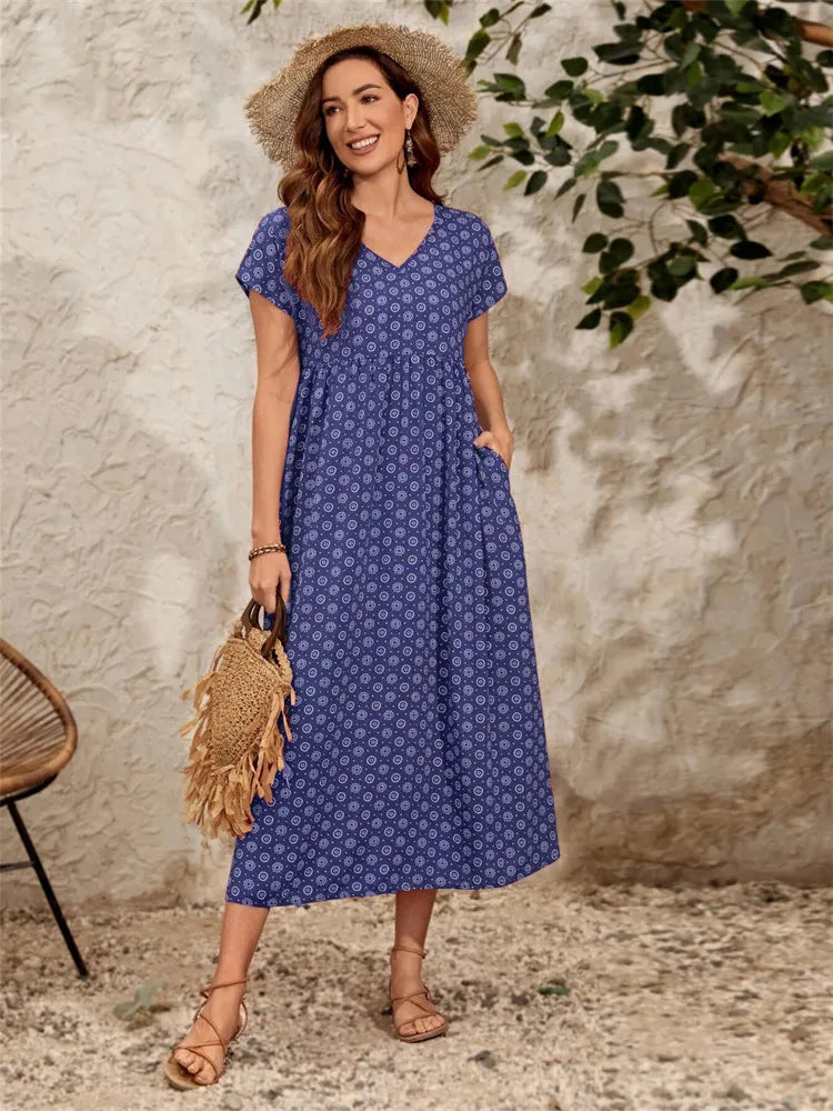 Phyrine - Übergroßes, lockeres Vintage Kleid