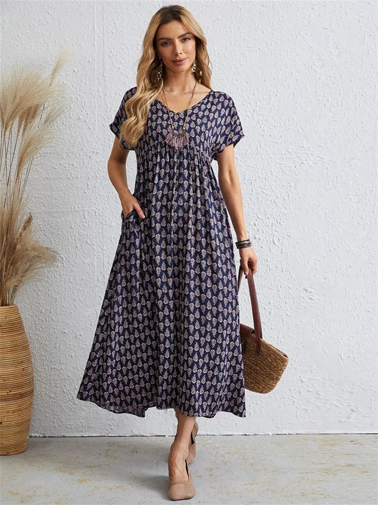 Phyrine - Übergroßes, lockeres Vintage Kleid