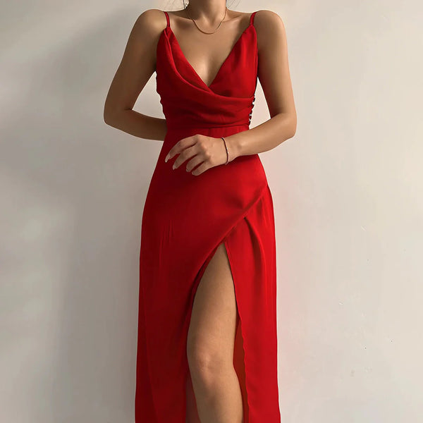 Avenly - Sexy V Ausschnitt Schlitzkleid