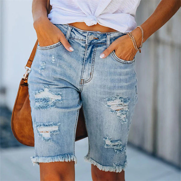 Raine - Zerrissene, enge Denim Shorts