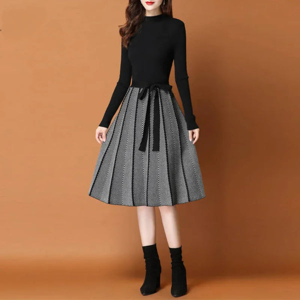 Jensin - Elegantes Plissee Strickkleid