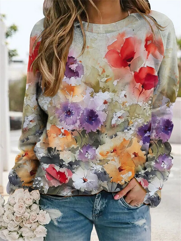 Flora™ - Geblümtes Sweatshirt mit Rundhalsausschnitt