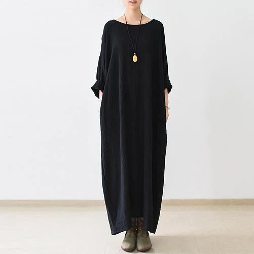 Kiara™ - Dünnes langärmeliges Kaftankleid aus Leinen