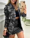 Valeria™ - Tarnfarbener Mantel Mit Knopfleiste