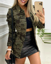 Valeria™ - Tarnfarbener Mantel Mit Knopfleiste