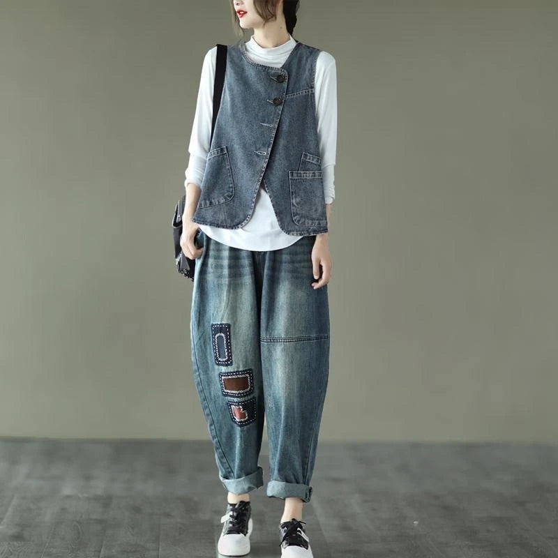 Allison™ - Lose Baumwoll Jeansjacke Weste