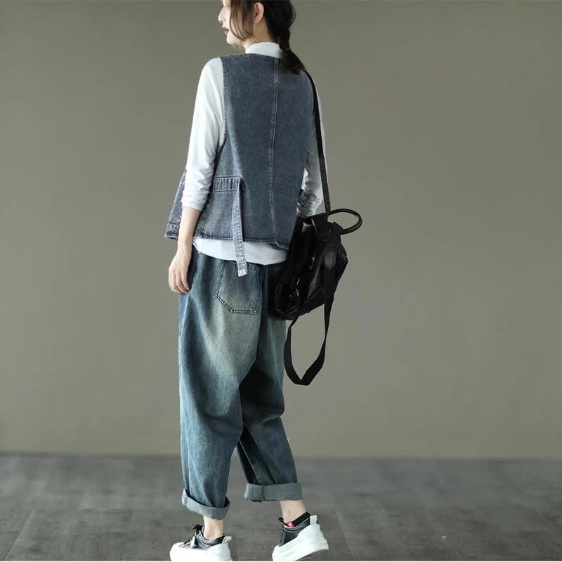 Allison™ - Lose Baumwoll Jeansjacke Weste