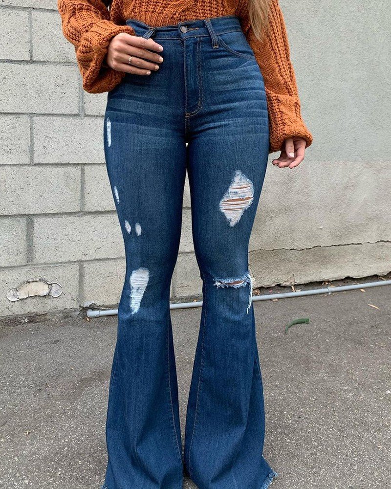 Hola™ - Zerrissene Flared Jeans