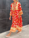 Lora langärmeliges Maxikleid mit V-Ausschnitt mit Blumendruck