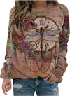 Lucia™ - Langärmeliges Sweatshirt mit Libelle und Blumendruck