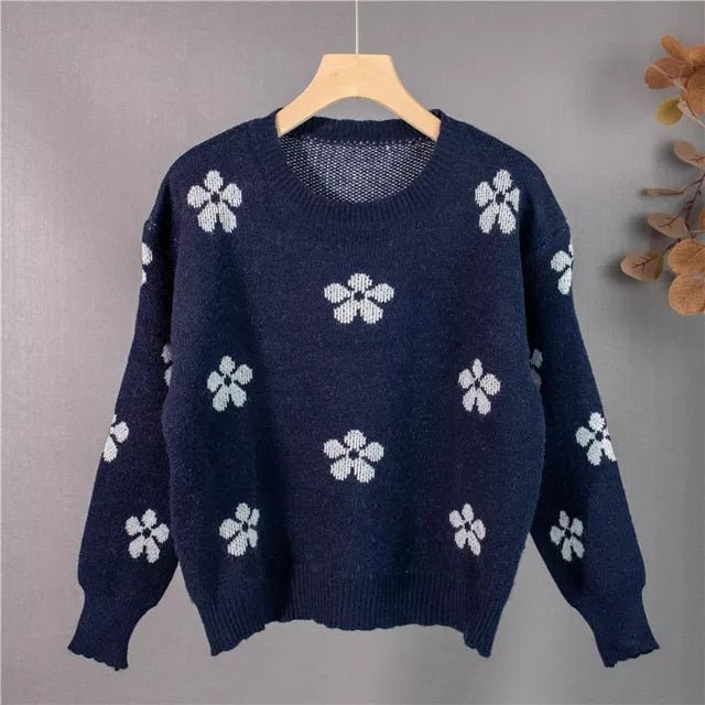 Arleth™ - Gestrickter Gänseblümchen-Pullover