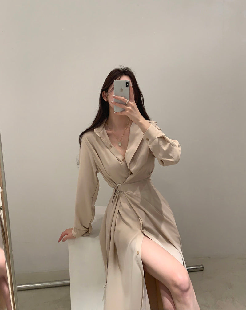 Fleura™ - Elegantes Langes Hemdkleid