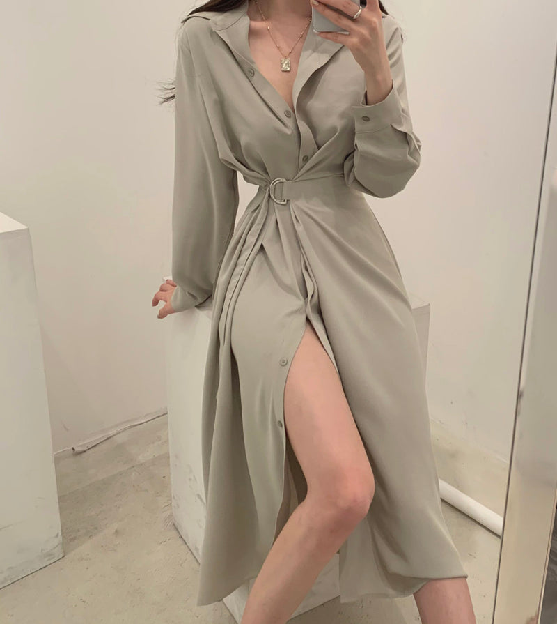 Fleura™ - Elegantes Langes Hemdkleid