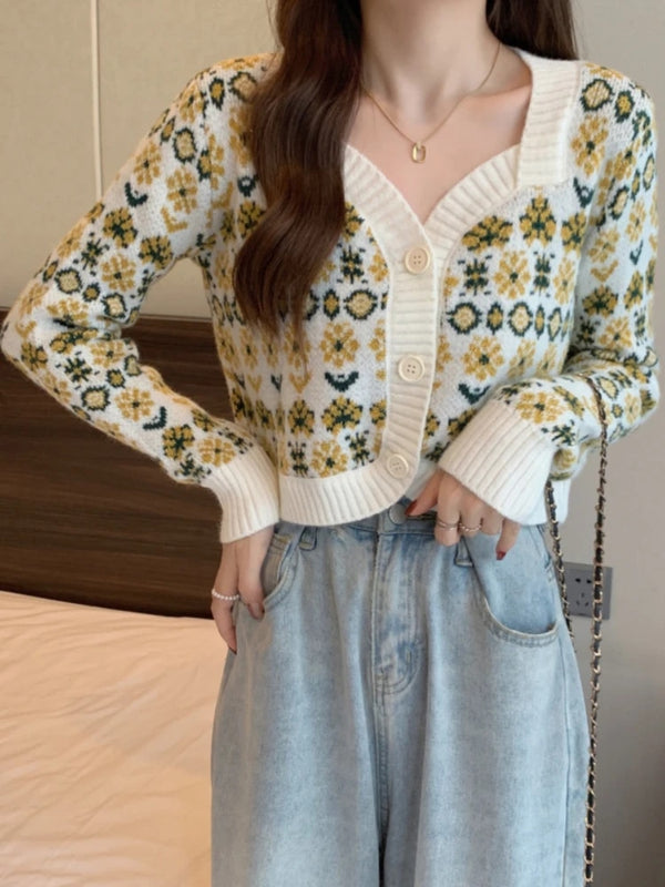 Hazel™ - Retro Blumen Kurzer Cardigan