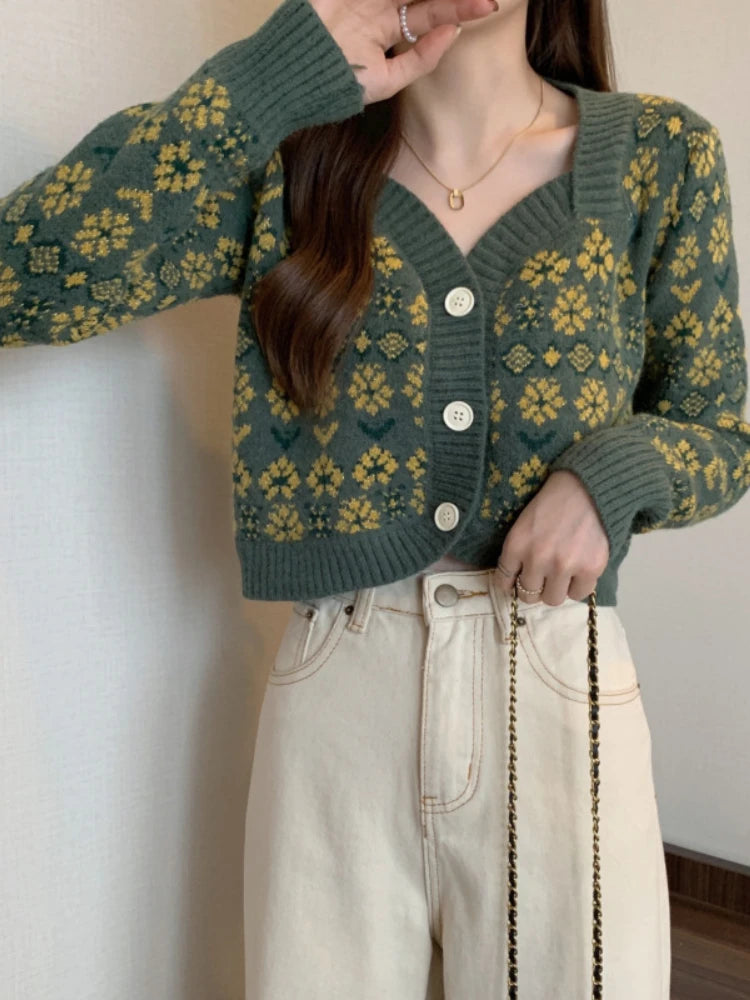 Hazel™ - Retro Blumen Kurzer Cardigan