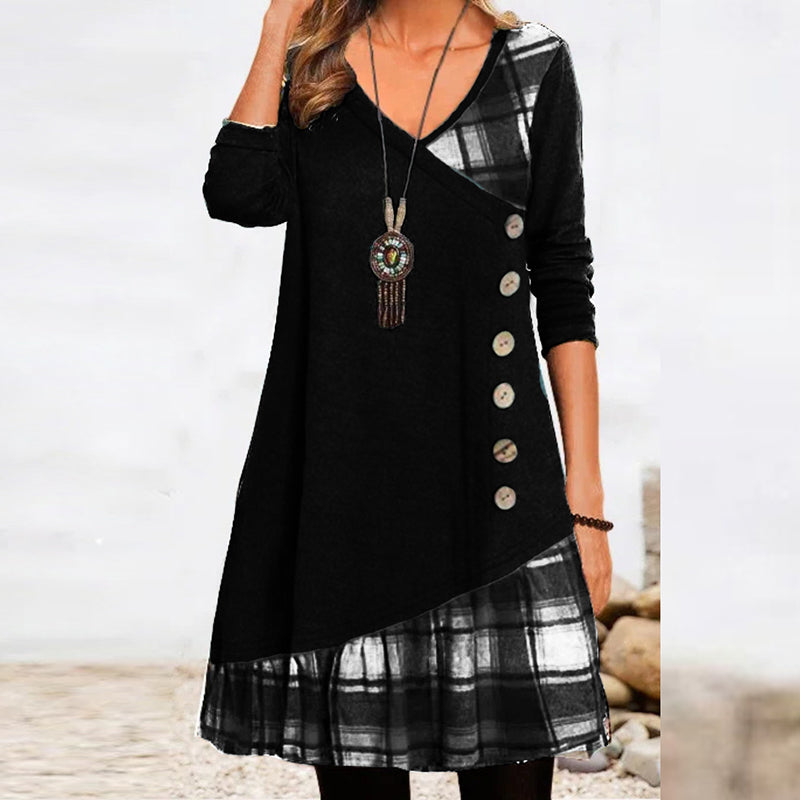Grace™ - Langärmeliges, knielanges, einfarbiges Kleid