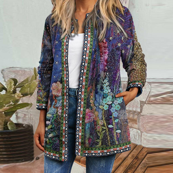 Stella™ - Kragenlose Jacke mit langen Ärmeln und Taschen