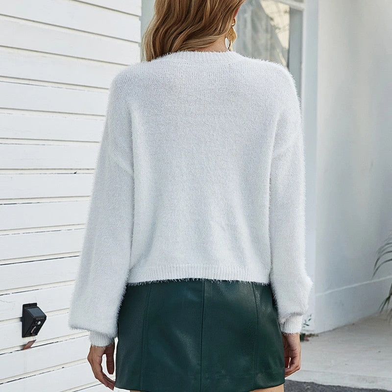 Scarlett™ - Flauschige Einfarbige Strickjacke