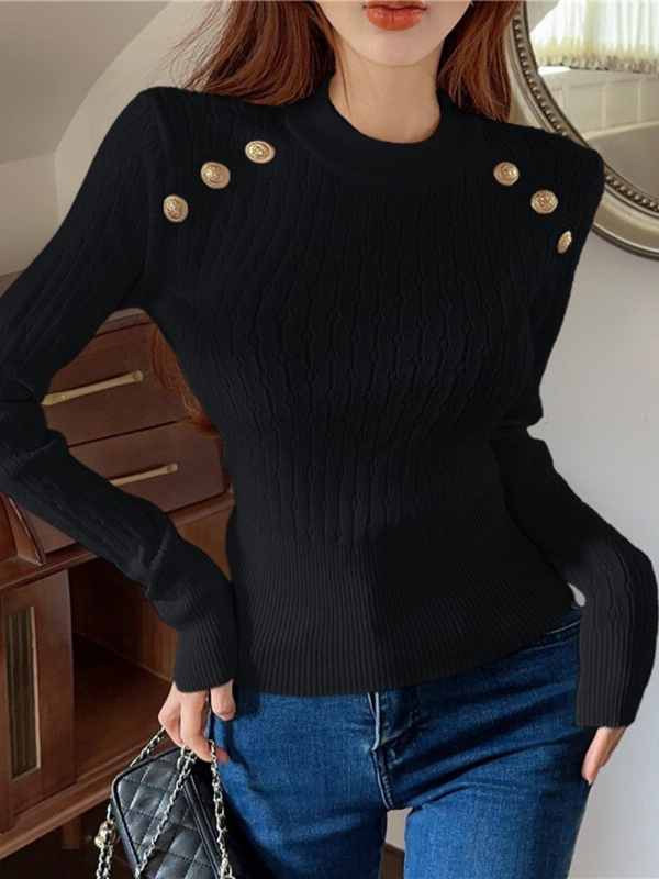 Benca™ - Langärmelige Strickpullover Mit Kragen