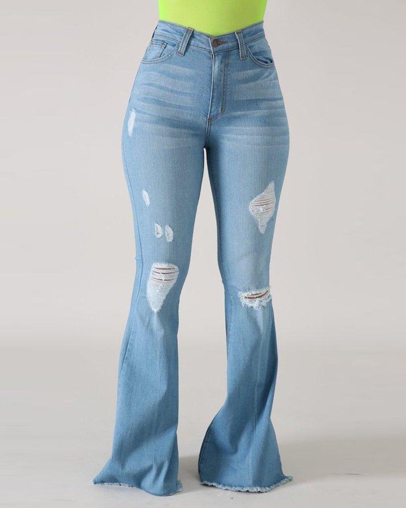 Hola™ - Zerrissene Flared Jeans