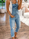 Lora - Lässiger Jumpsuit aus zerrissenem Denim mit doppeltem Schulterriemen