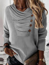 Audrey™ - Langärmeliges Sweatshirt mit Stehkragen und Knopfleiste
