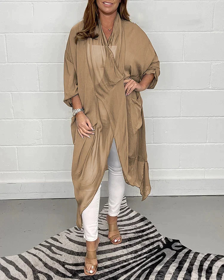 Lora Fashion Seidiges lockeres Top mit V-Ausschnitt - Strahlend in den Sommer