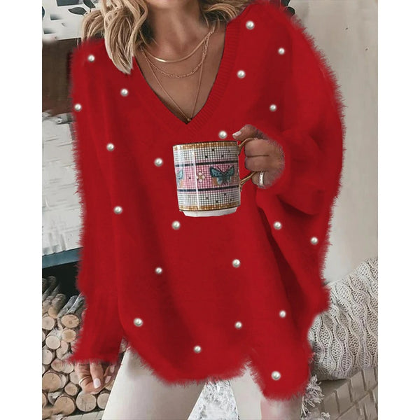 Adia™ - Flauschiger Pullover mit V-Ausschnitt