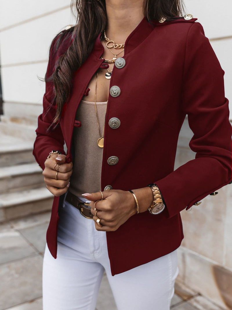 Lora - Damenjacken Langärmelige Slim-Breasted Crop Jacket