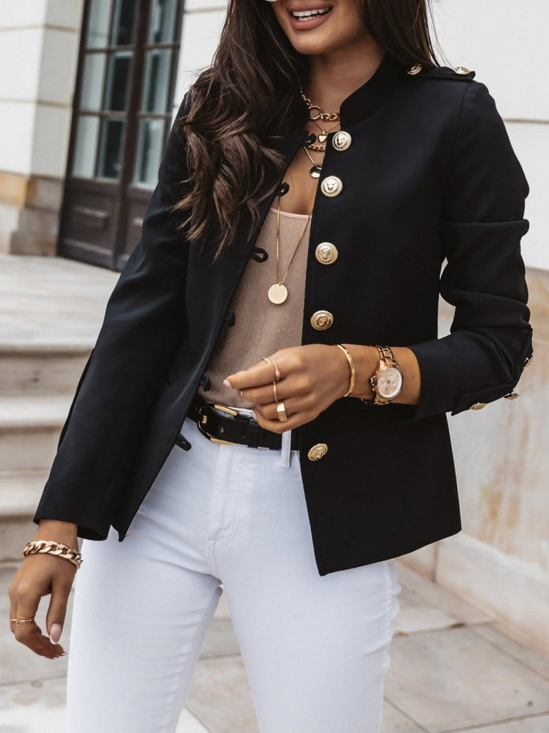 Lora - Damenjacken Langärmelige Slim-Breasted Crop Jacket