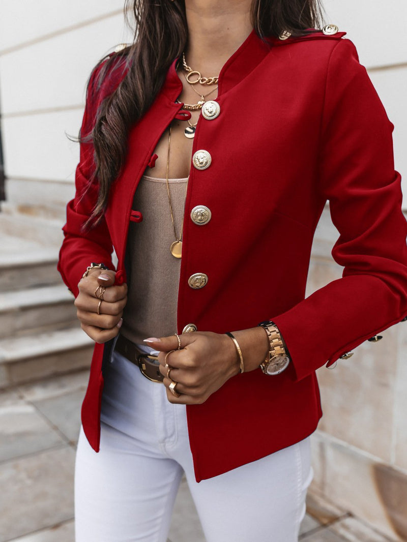 Lora - Damenjacken Langärmelige Slim-Breasted Crop Jacket