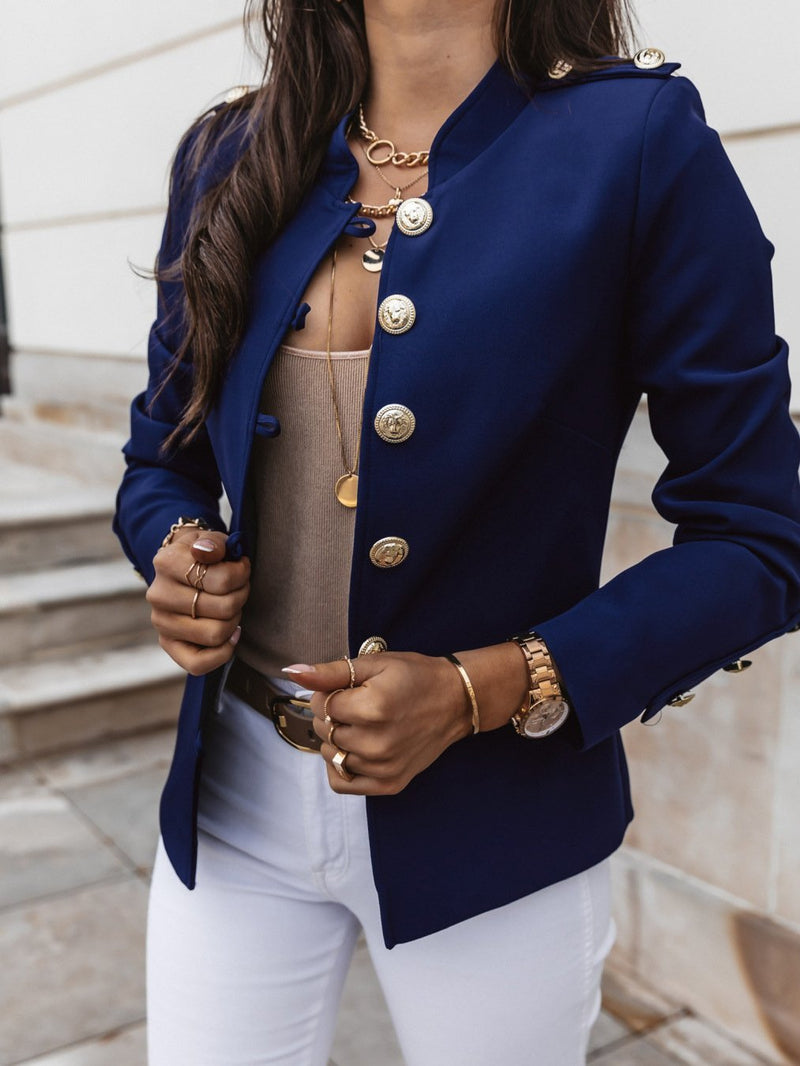 Lora - Damenjacken Langärmelige Slim-Breasted Crop Jacket